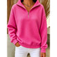 Bethanie Pink Fine Waffle Knit Quarter-Zip Pullover - 3 Colors