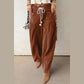 Bethy Chestnut Elastic Waist Drawstring Corduroy Casual Pants