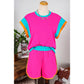 Betsy Hot Pink Contrast Trim Cap Sleeve Tee Shorts Set - S to 3X