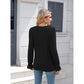 Bettie Black Lace Trim V Neck Ribbed Long Sleeve Top