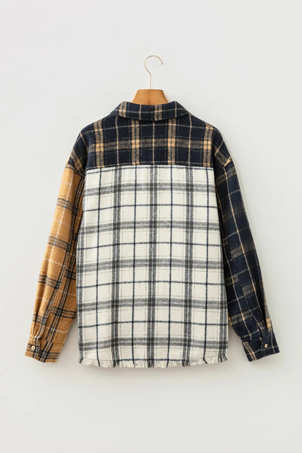 Bexlee Plaid Button-Up Long Sleeve Shift Silhouette Shacket