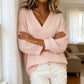 Bexlie Pink V Neck Loose Sweatshirt