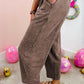 Bey Coffee Mineral Wash Seam Detail Elastic Waist Barrel Pants