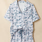 SALE!!!  Bibbi Camouflage Print Lapel Shirt Drawstring 2pcs Short Pajama Set