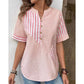 Birdie Pink Notch Neck Short Sleeve Top