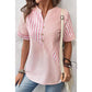 Birdie Pink Notch Neck Short Sleeve Top