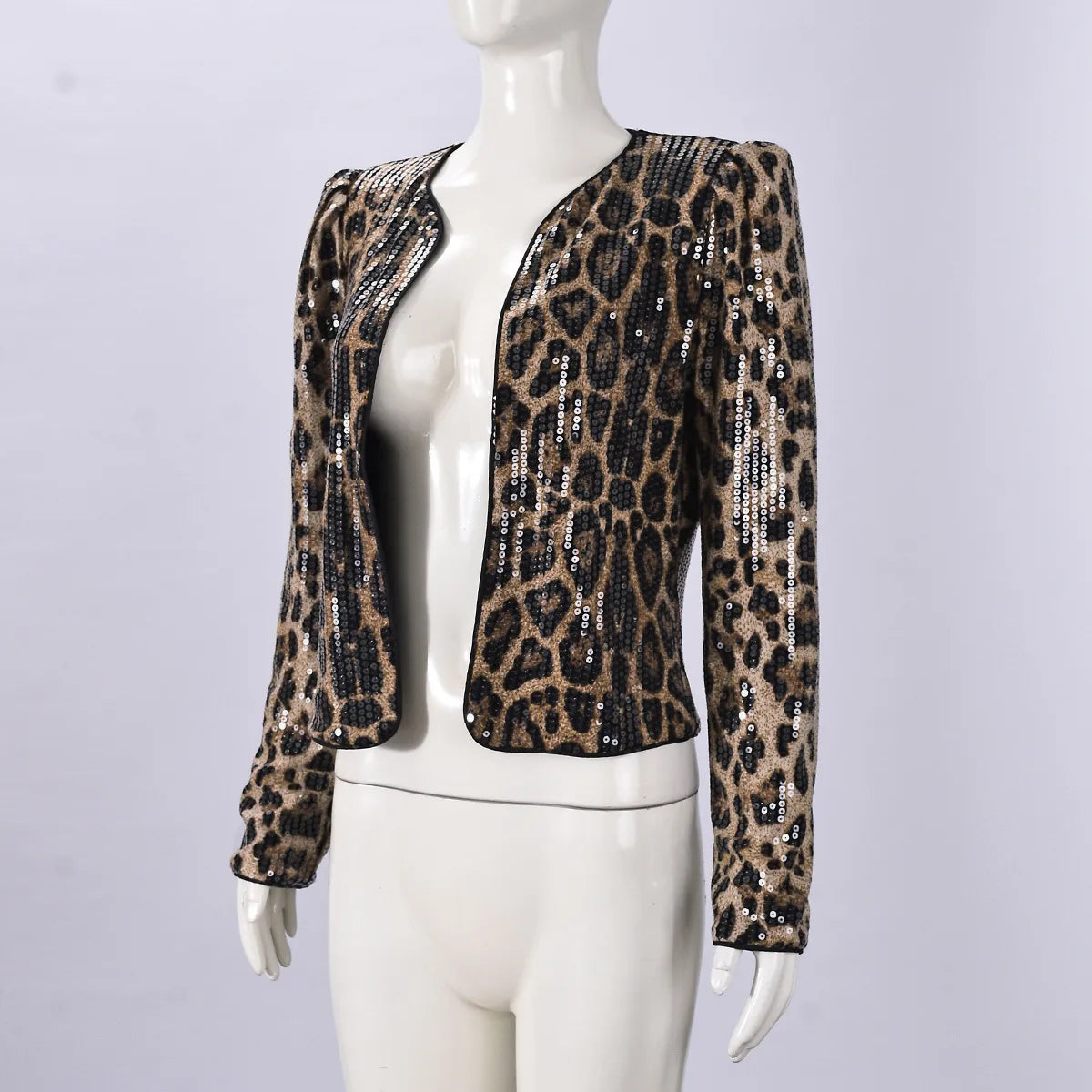 Betty Jean Sequin Leopard Slim Fit Jacket