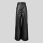 Jasmine Black PU Leather Flared Trousers Pants With Pockets