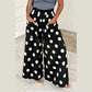 Joey Black Polka Dot Wide Leg Elastic Waist Casual Pants