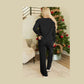 Black JOLLY Corded Long Sleeve Top and Pockets Pants Set