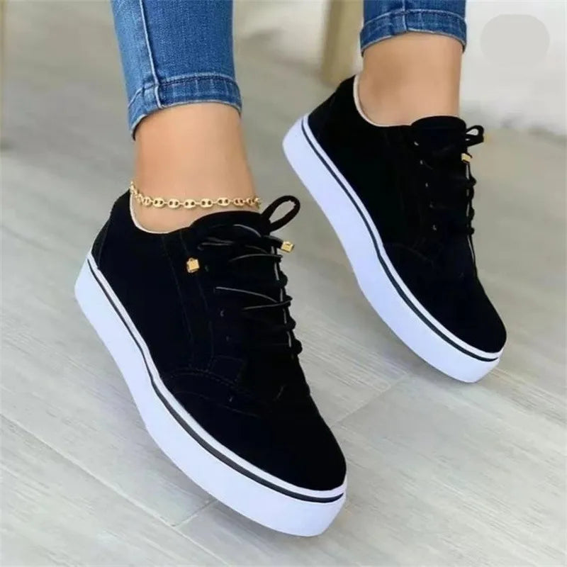 Suede Style Sneakers with Perforated Trim - 4 Colors