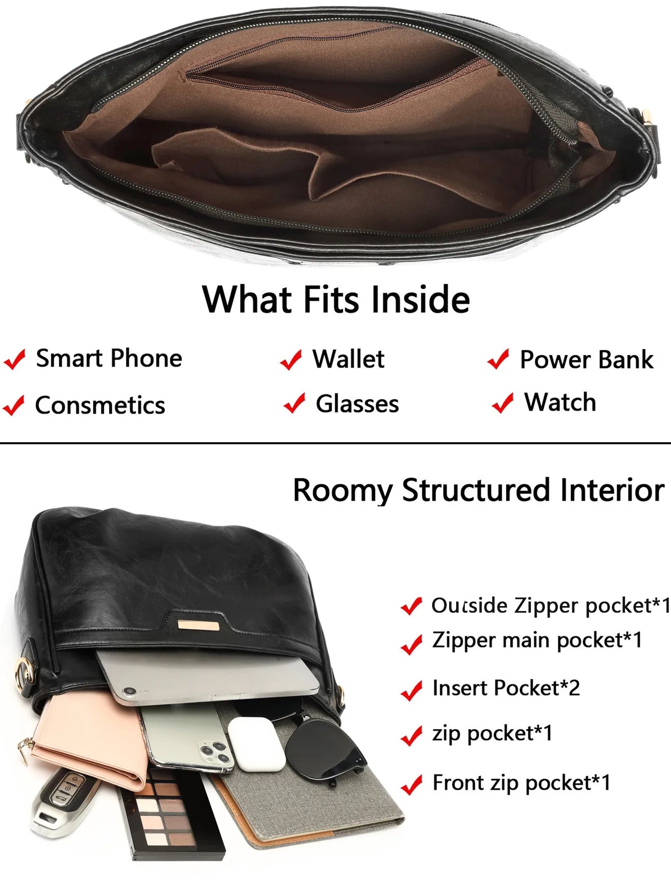 Anna PU Leather Crossbody with Designer Strap - 2 Colors
