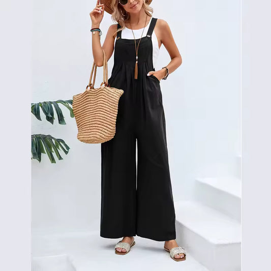 Lizzie Black Straight Leg Overalls