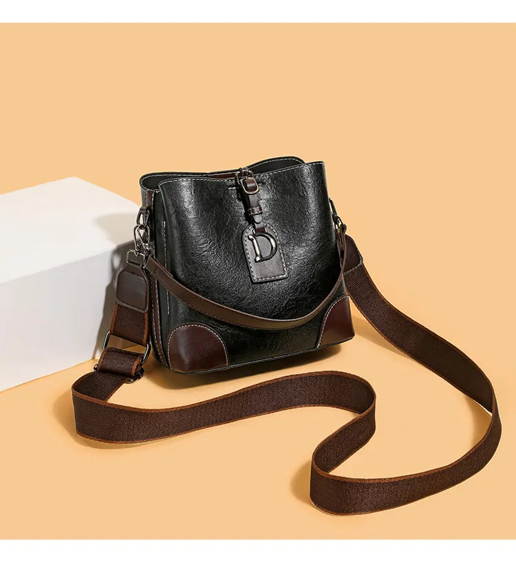 Carsyn Adjustable Strap PU Leather Bucket Bag - 2 Colors
