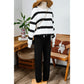 Gisselle Black Striped Drop Shoulder Pullover and Jogger Pants Set