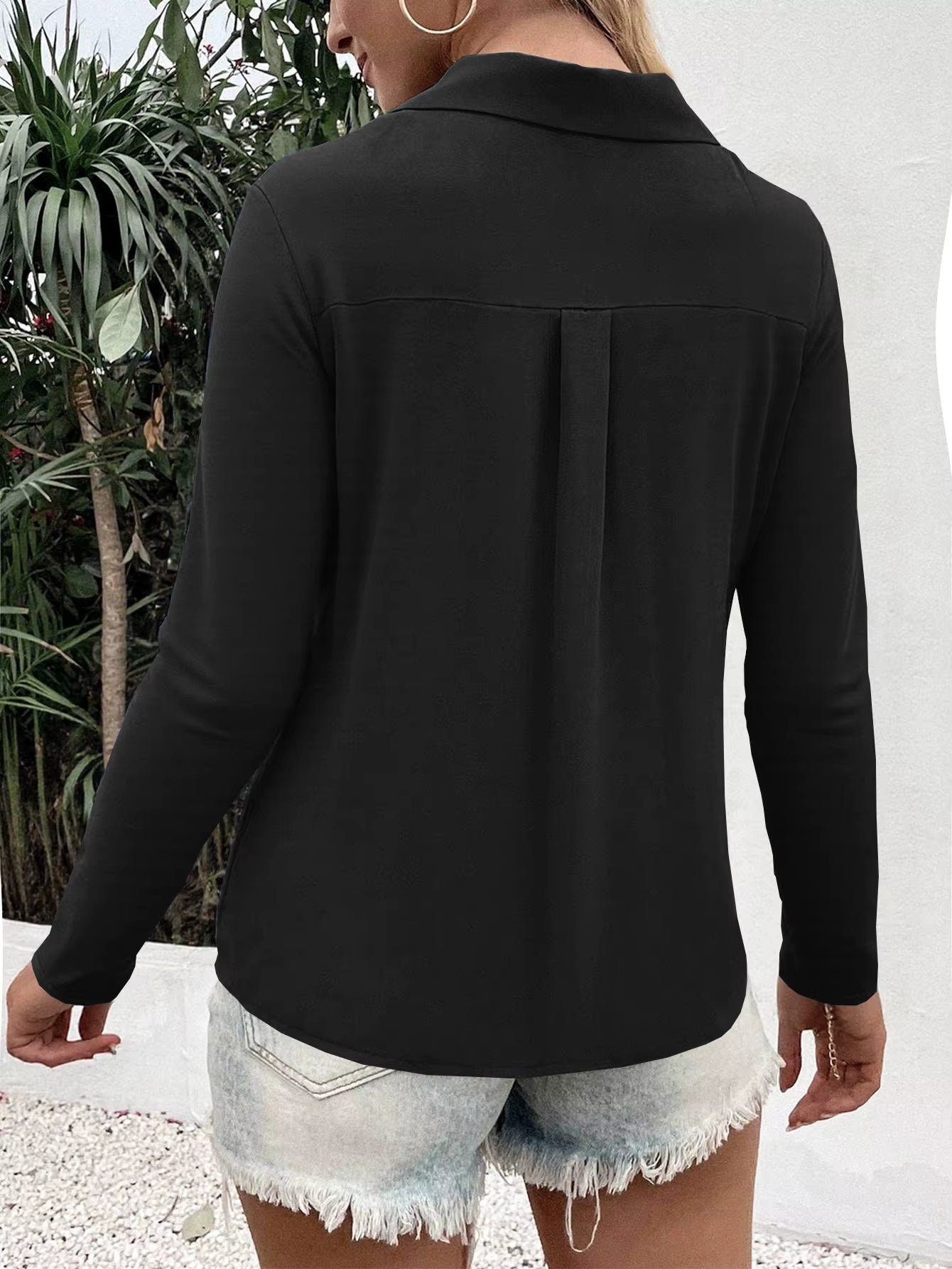 Eleanora Lapel Button Up Long Sleeve Blouse - 6 Colors