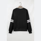 Black Varsity Striped Detail Drop Shoulder Oversized Sweatshirt