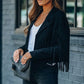 Joney Black Faux Leather Fringe Jacket