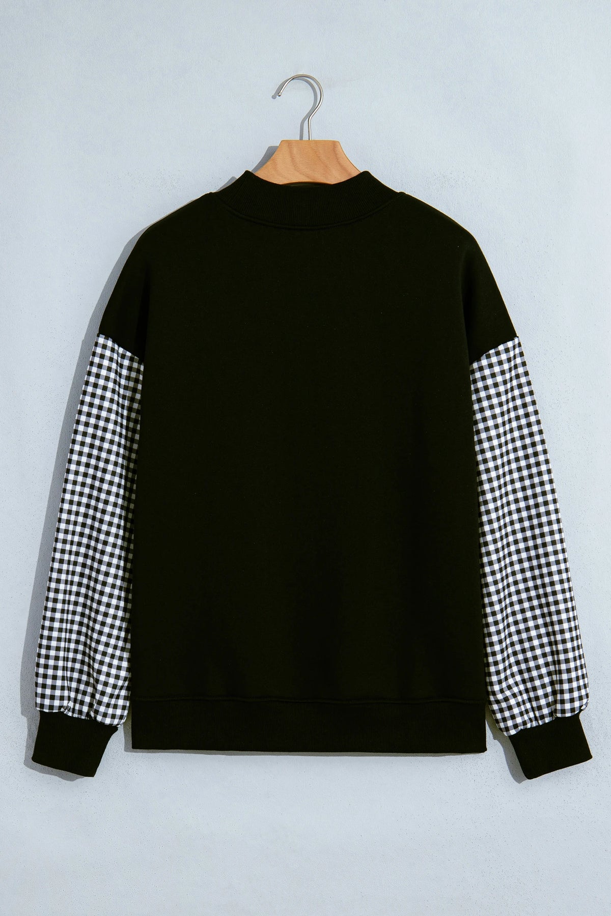 Kyrie Black Plaid Sleeve Colorblock Loose Tunic Sweatshirt