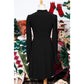Netta Black Frilled Neck Smocked Bodice Velvet Dress