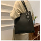 PU Leather Structured Tote Handbag with Metal Ring Detail - 4 Colors