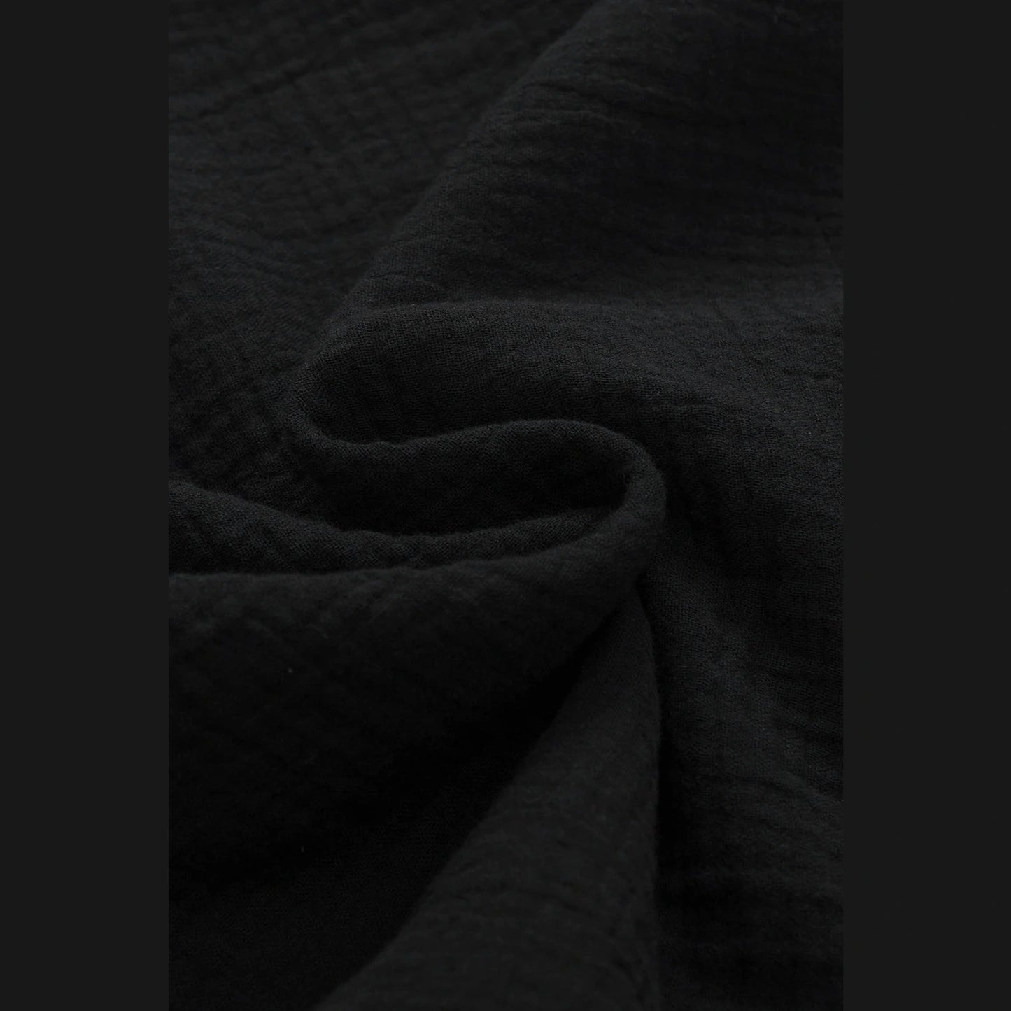Verena Black Crinkled Cotton Gauze Ruffle Sleeve Blouse