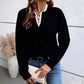 Irene Lace Trim V Neck Sweater - 7 Colors