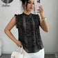 Sheree Black Ruffle Dot Sheer Chiffon Blouse