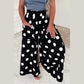 Joey Black Polka Dot Wide Leg Elastic Waist Casual Pants