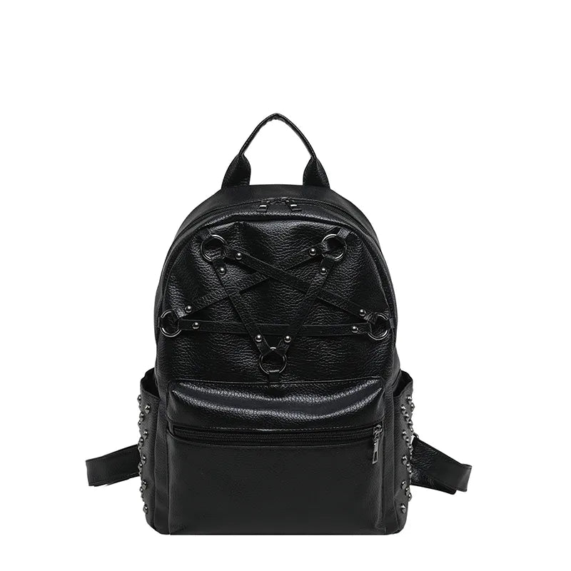Chevelle Crisscross Stud Detail PU Leather Backpack - 4 Colors