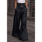 Jasmine Black PU Leather Flared Trousers Pants With Pockets
