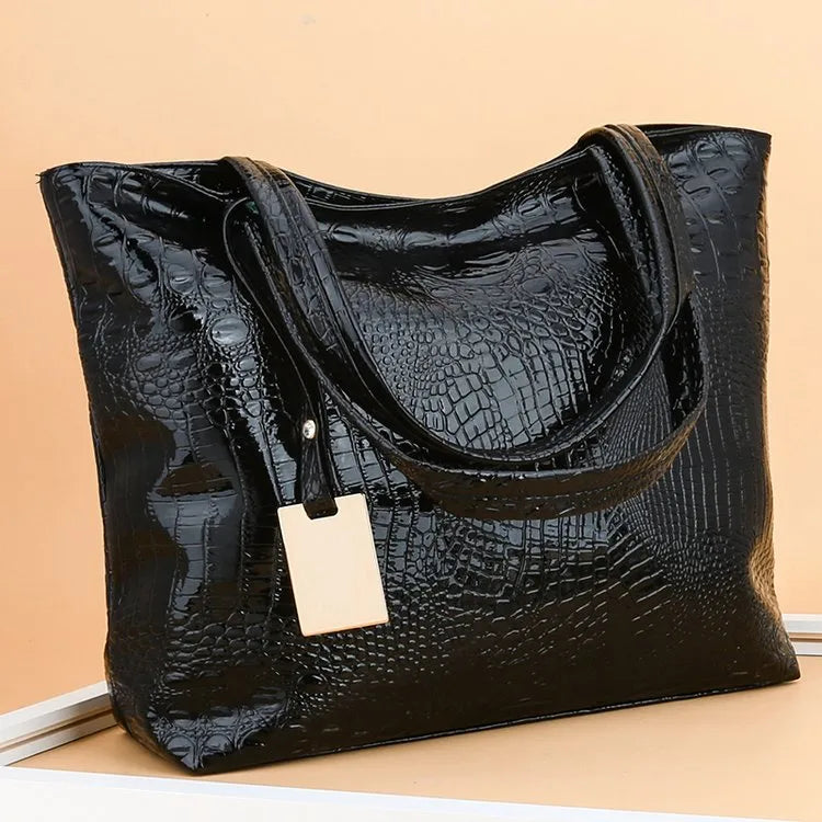 PU Leather Croc-Embossed Statement Bag - 3 Colors