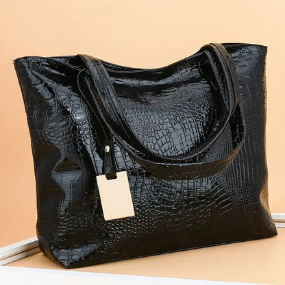 PU Leather Croc-Embossed Statement Bag - 3 Colors