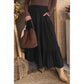 Erin Rose Black Elastic Waist Ruffled Tiered Flared Denim Maxi Skirt