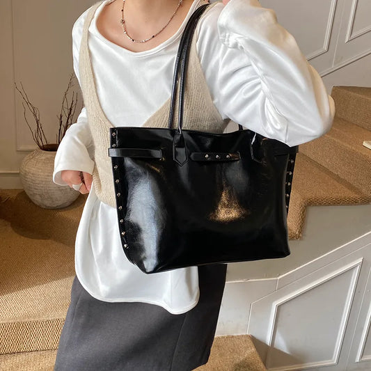 Urban Elegance Studded PU Leather Handbag - 4 Colors