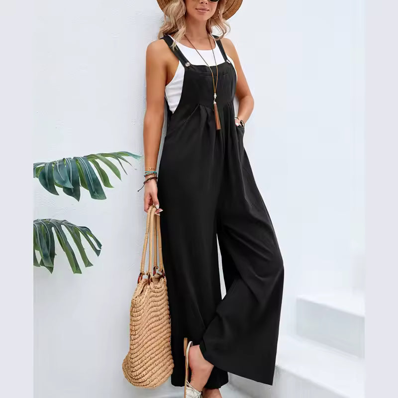 Lizzie Black Straight Leg Overalls