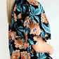 RTS Black Floral Short Bubble Sleeve Buttoned Notched Neck Blouse