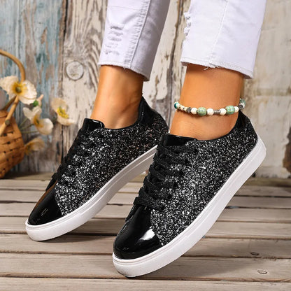 Glitter PU Leather Sneakers - 3 Colors