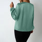 Blake Green Keyhole Neck Satin Blouse