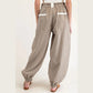 Blazie Brown Stripe Drawstring Cargo Jogger Pants with Pockets