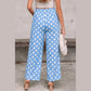 Yolanda Blue Polka Dot Print Patched Pocket Loose Pants