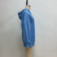 Megara Blue V‑Neck Hoodie With Kangaroo Pocket