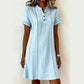 Decima Blue Button‑Front Stripe Detail Dress