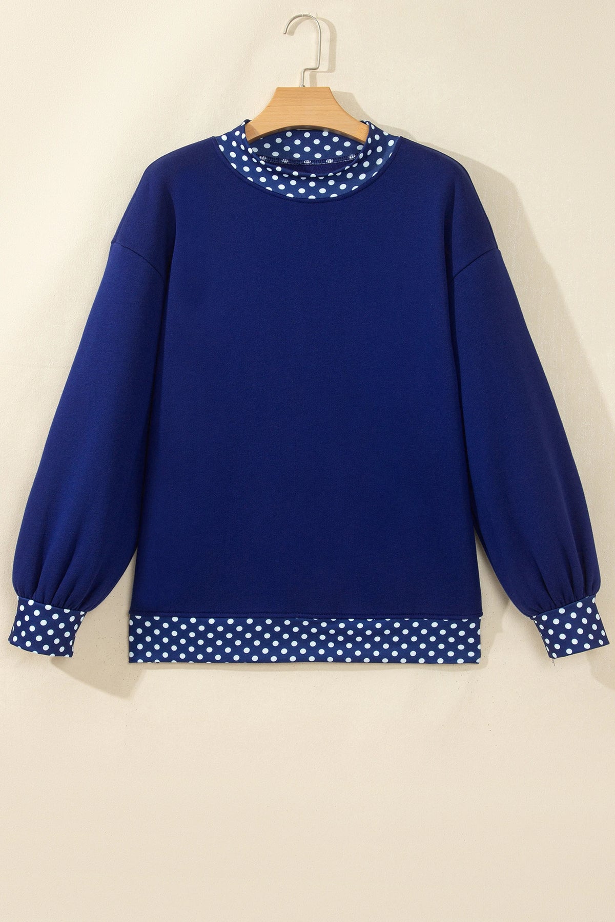 Phoebe Navy Colorblock Polka Dot Contrast Trim Oversized Sweatshirt