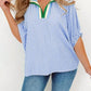 Destin Striped Collar Pop Top - 3 Colors