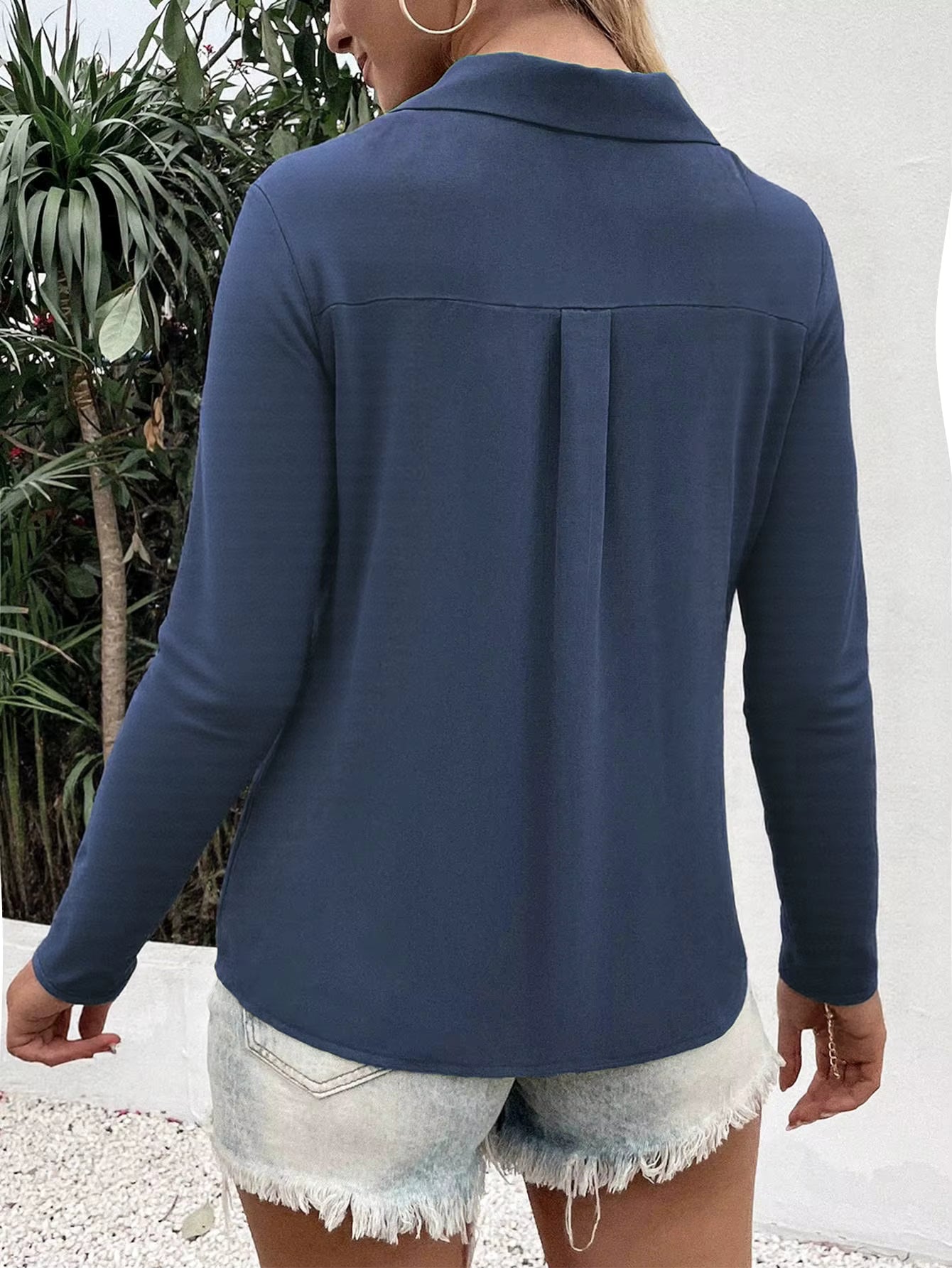 Eleanora Lapel Button Up Long Sleeve Blouse - 6 Colors