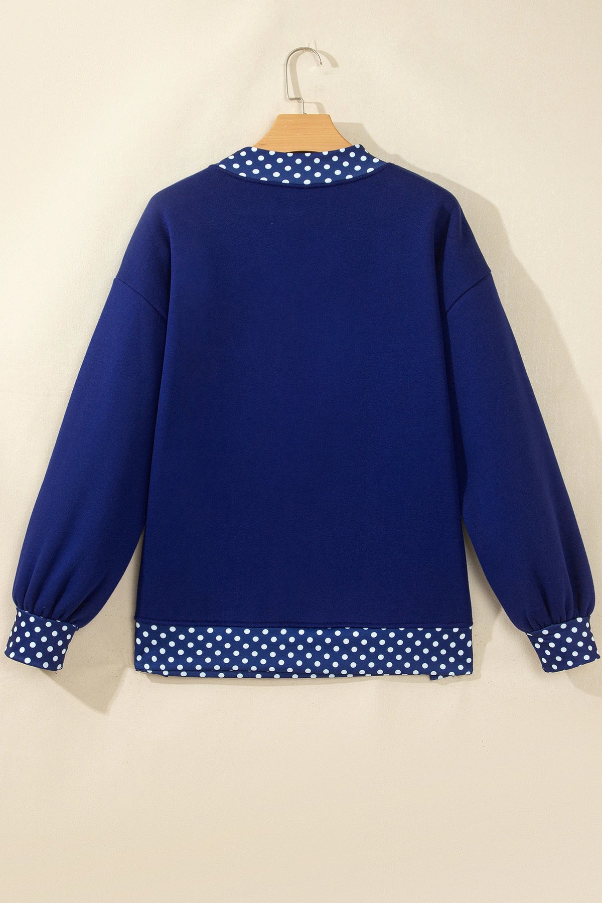 Phoebe Navy Colorblock Polka Dot Contrast Trim Oversized Sweatshirt