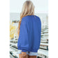 Alessia Dark Blue Oversize Drop Shoulder Reversible Mock Neck Sweatshirt