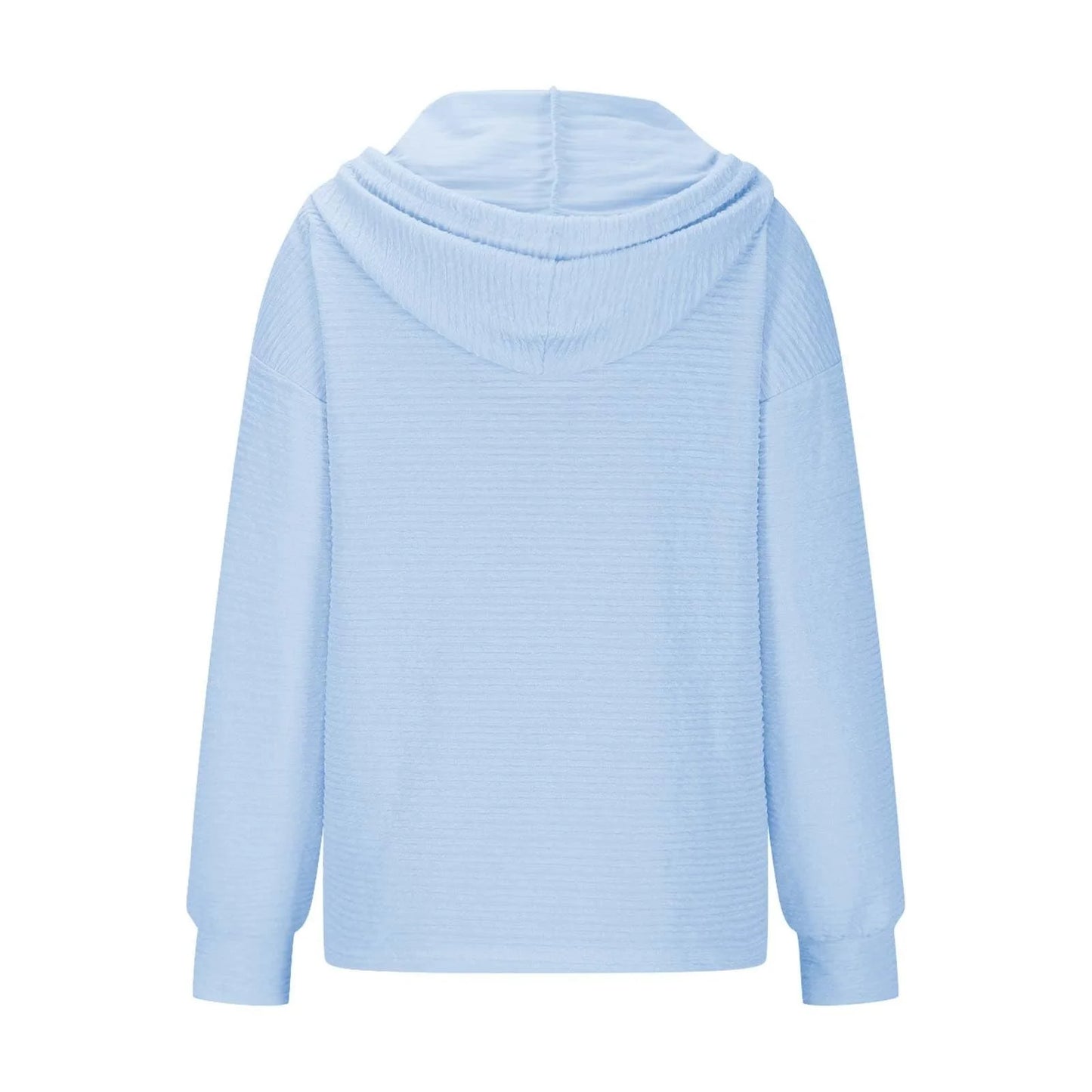 Kacey Blue Drawstring Quarter Button Hoodie