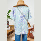 Giorgia Sky Blue Mixed Leopard Print V Neck Short Sleeve Blouse
